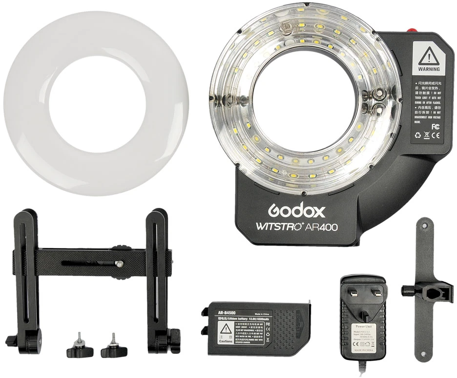 Apšvietimo įranga - Godox Witstro AR400 400Ws žiedinis blykstė su baterija
