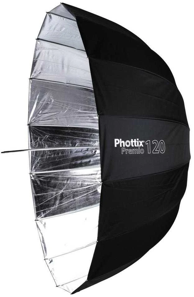 Apšvietimo įranga - Phottix Premio Parasol 120cm Sidabrinis