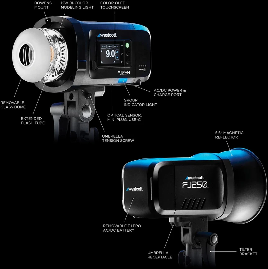 Apšvietimo Įranga - Westcott FJ250 Strobe 5500K Jutiklinis ekranas