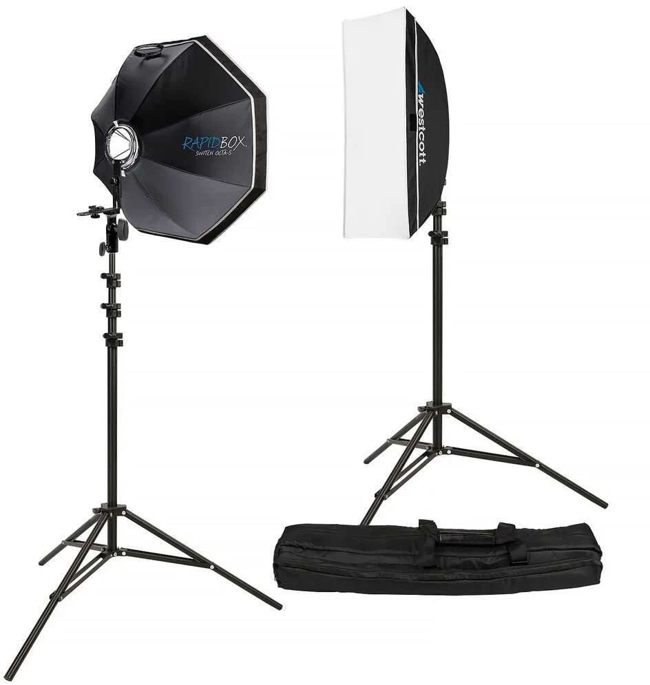 Apšvietimo Įranga - Westcott Rapid Box Switch 2 Light Kit Round Head