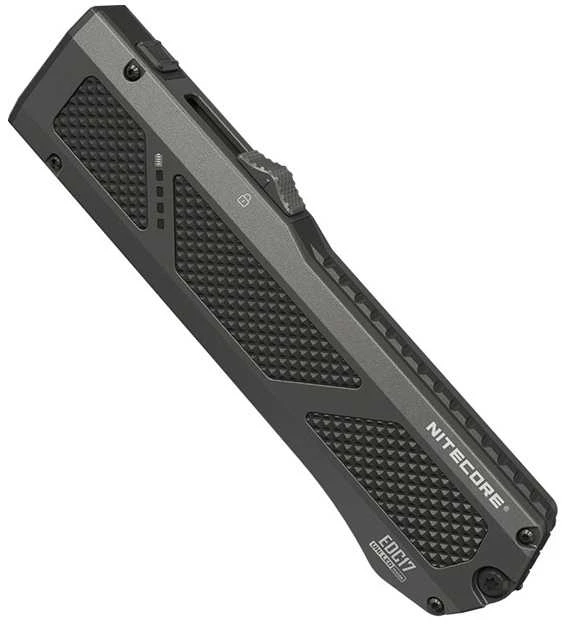 Nitecore EDC17 žibintuvėlis – 1 500 liumenų balta šviesa, UV ir žalias lazeris, įkraunamas per USB-C, nerūdijantis plienas, atsparus vandeniui (IPX7), kompaktiškas dizainas