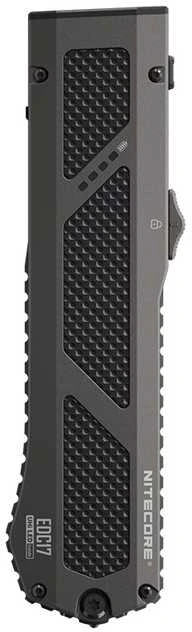 Nitecore EDC17 žibintuvėlis – 1 500 liumenų balta šviesa, UV ir žalias lazeris, įkraunamas per USB-C, nerūdijantis plienas, atsparus vandeniui (IPX7), kompaktiškas dizainas