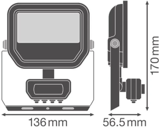 Ledvance 6-8W LED prožektorius FL 10 GEN4, juodas, 4000K, IP65, su judesio davikliu