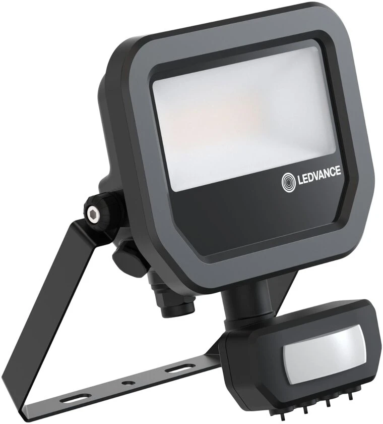 Ledvance 6-8W LED prožektorius FL 10 GEN4, juodas, 4000K, IP65, su judesio davikliu