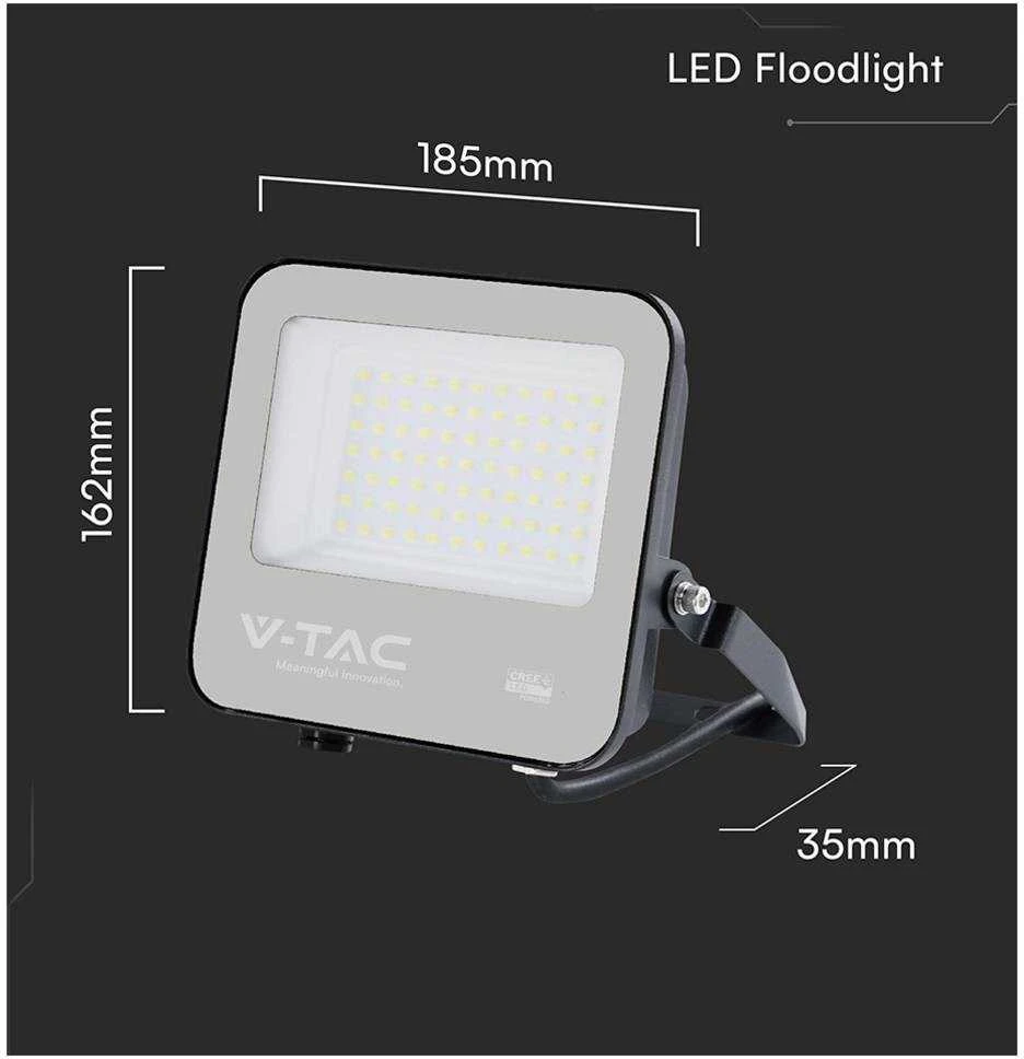 V-tac 50W LED prožektorius, juodas, 4000K, CREE LED chip