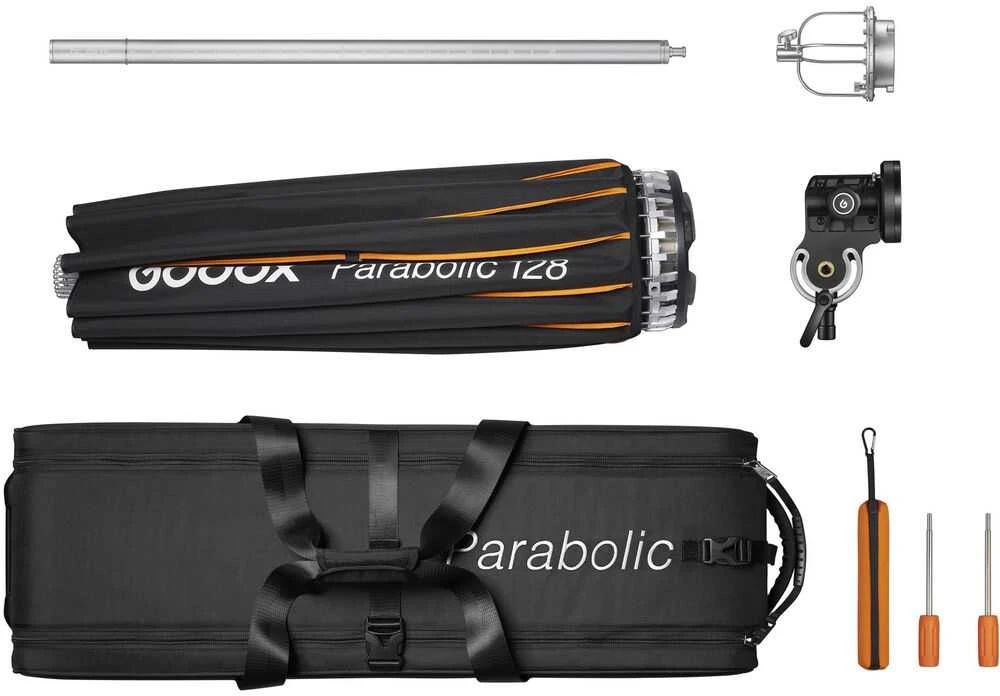 Apšvietimo modifikatorius - Godox parabolinis reflektorius Zoom Box P128Kit, reguliuojamas fokusas, stabilus tvirtinimas
