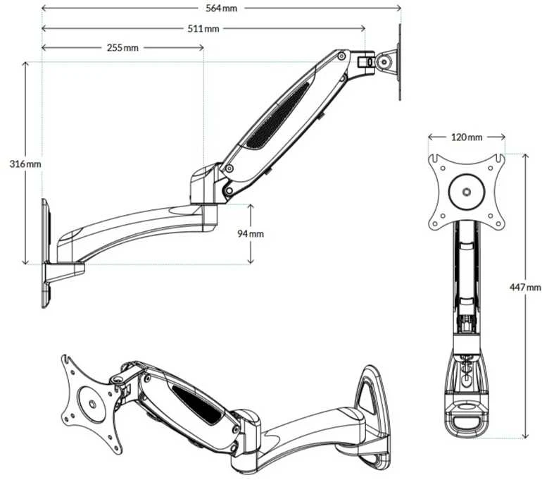 Laikiklis ARCTIC W1-3D 81,3 cm (32") Juoda