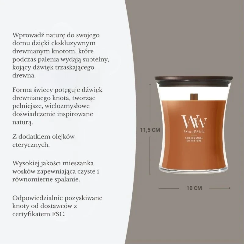 Woodwick Šafrano dūmai (Humidor)
