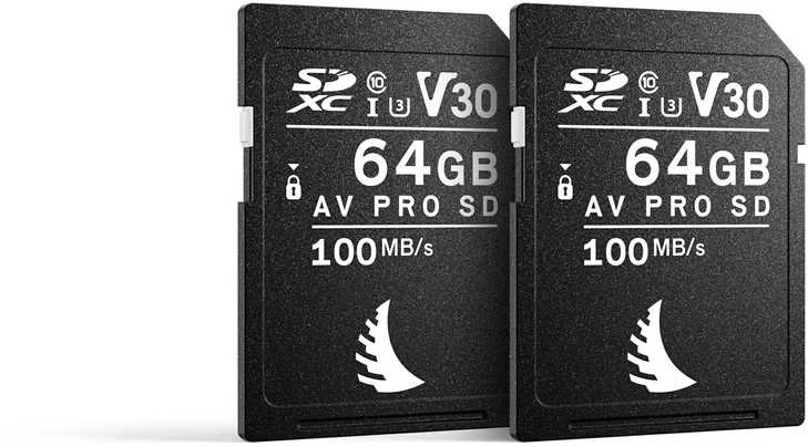 Dvi Angelbird 64GB AV PRO SD atminties kortelės
