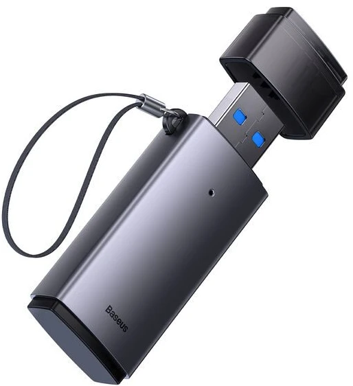 Baseus Lite serijos SD/TF atminties kortelių skaitytuvas, USB - pilkas