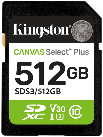 Atminties Kortelė - Kingston 512GB SDXC Canvas Select Plus Gen3 150MB/s UHS-I U3 V30