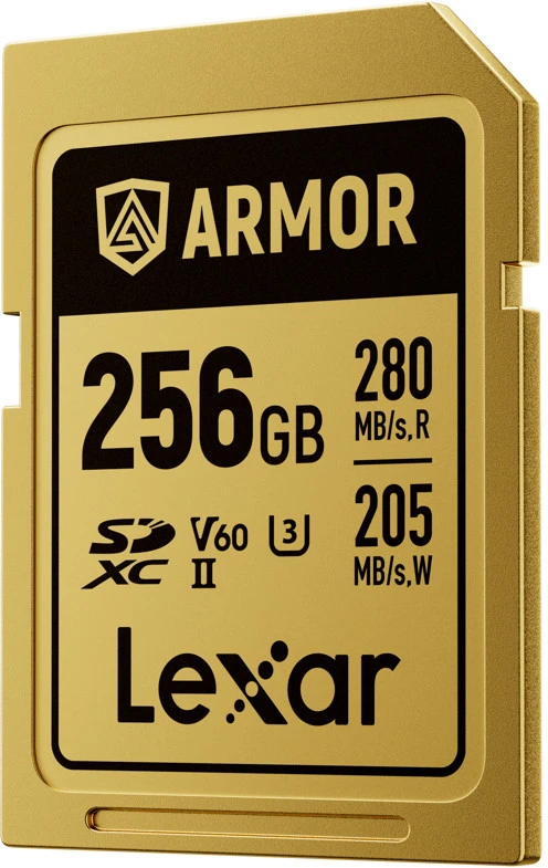 Atminties kortelė Lexar 256GB SDXC ARMOR Gold UHS-II U3, nerūdijančio plieno, IP68 (280/210 MB/s)