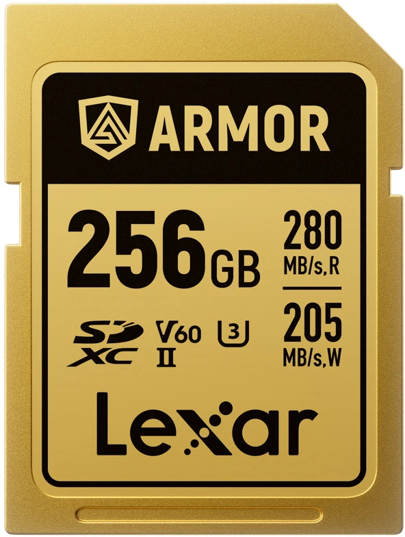 Atminties kortelė Lexar 256GB SDXC ARMOR Gold UHS-II U3, nerūdijančio plieno, IP68 (280/210 MB/s)