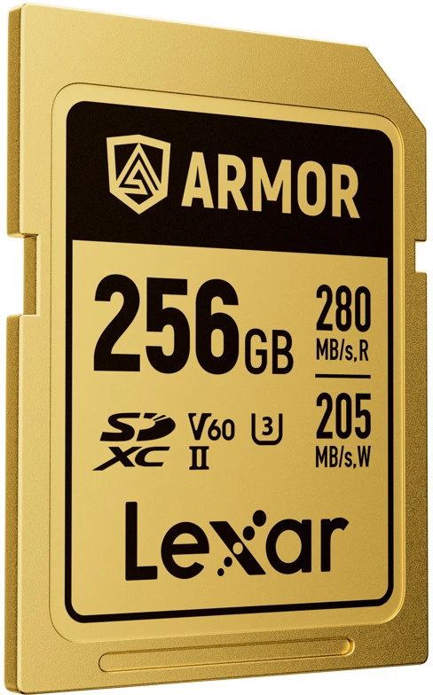 Atminties kortelė Lexar 256GB SDXC ARMOR Gold UHS-II U3, nerūdijančio plieno, IP68 (280/210 MB/s)
