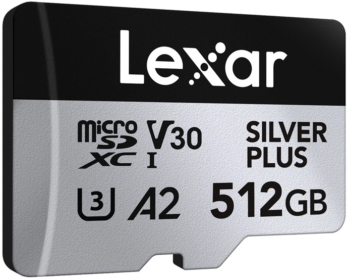 Atminties kortelė Lexar Micro SDXC Professional Sidabrinis Plus UHS-I/U3/A2/4K R205/W150 (V30) 512GB
