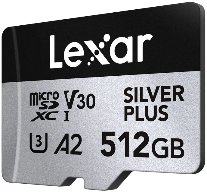 Atminties kortelė Lexar Micro SDXC Professional Sidabrinis Plus UHS-I/U3/A2/4K R205/W150 (V30) 512GB