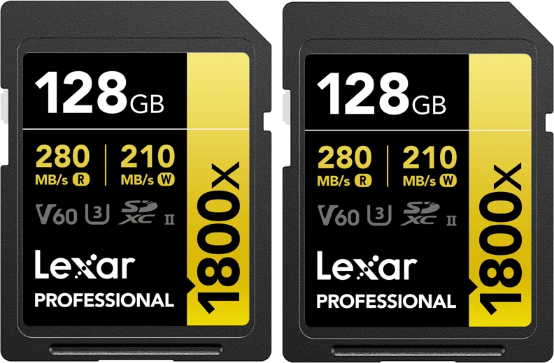 Atminties kortelė LEXAR PRO 1800X SDXC U3 (V60) UHS-II R280/W205 128GB – 2 vnt. pakuotėje