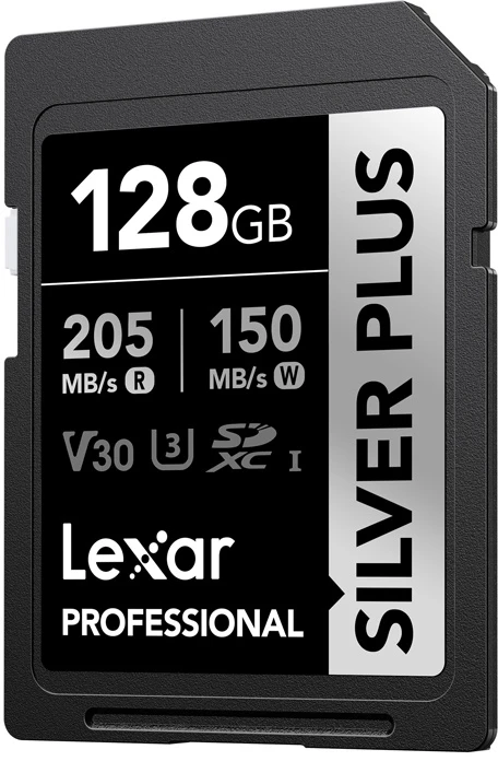 Atminties kortelė Lexar SDXC Professional Sidabrinis Plus UHS-I/U3/A2/4K R205/W150 (V30) 128GB
