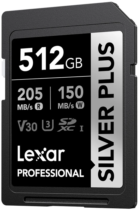 Atminties kortelė Lexar SDXC Professional Sidabrinis Plus UHS-I/U3/A2/4K R205/W150 (V30) 512GB