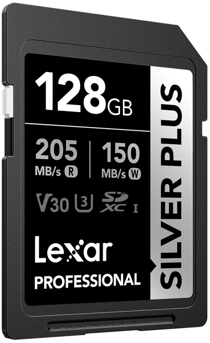 Atminties kortelė Lexar SDXC Professional Sidabrinis Plus UHS-I/U3/A2/4K R205/W150 (V30) 128GB