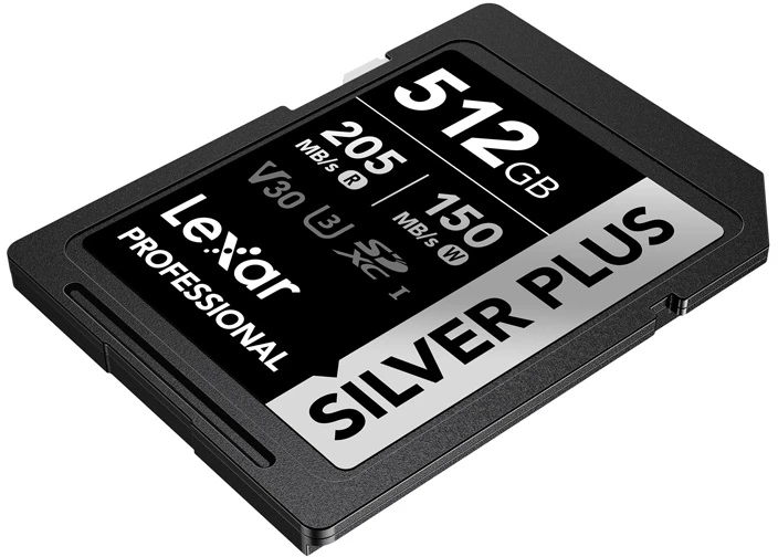 Atminties kortelė Lexar SDXC Professional Sidabrinis Plus UHS-I/U3/A2/4K R205/W150 (V30) 512GB