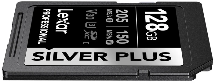 Atminties kortelė Lexar SDXC Professional Sidabrinis Plus UHS-I/U3/A2/4K R205/W150 (V30) 128GB