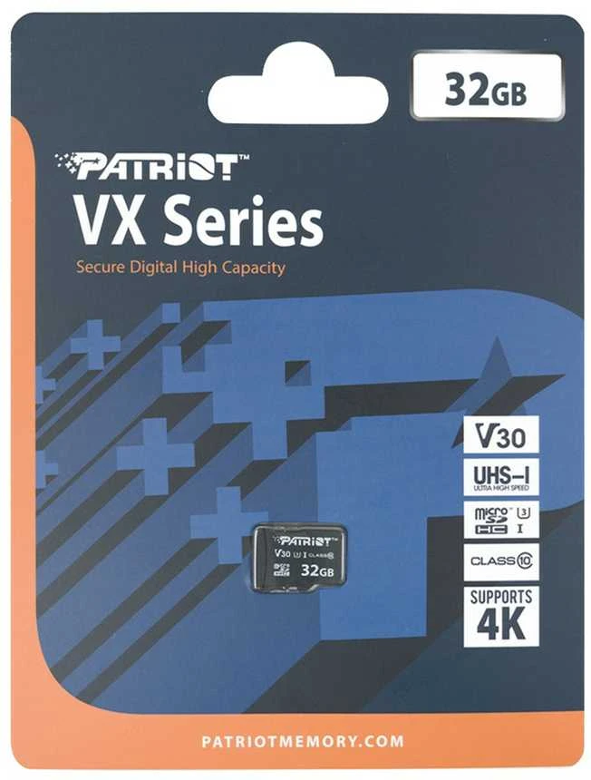 Atminties kortelė PATRIOT VX Series 32GB Micro SDXC V30 Class 10 UHS-I U3 4K UHD (PSF32GVX31MCH)