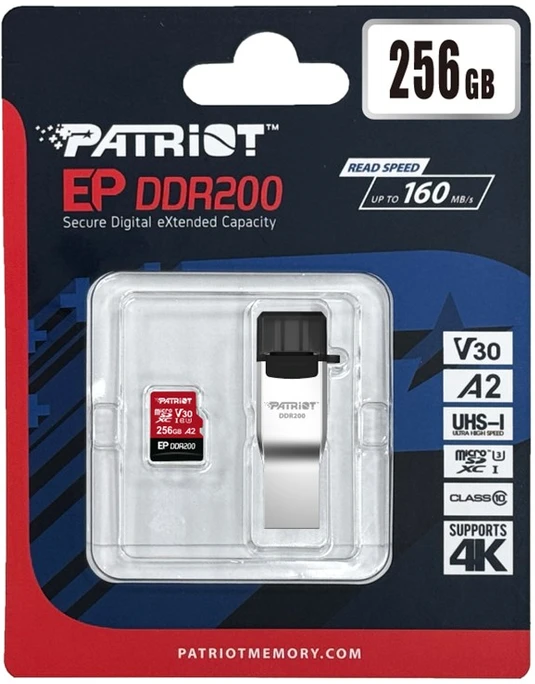 Atminties kortelė - Patriot Memory EP 256 GB Micro SDXC Juoda, Raudona