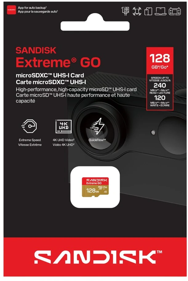 SanDisk Extreme GO 128 GB Micro SDXC UHS-I atminties kortelė