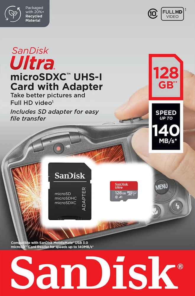 Atminties kortelė - SanDisk Ultra A1 Micro SDXC 128 GB Su Adapteriu