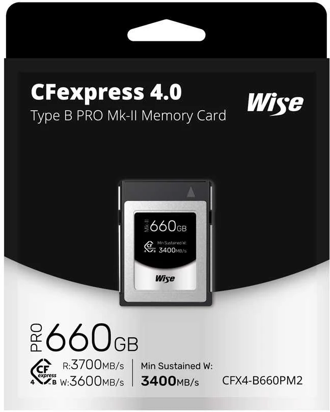 Wise 660GB CFexpress Type B PRO Mk II pakuotė