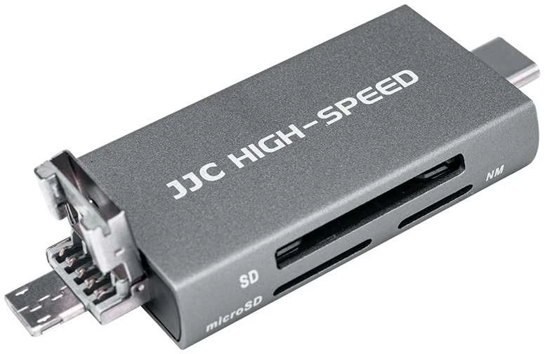 Atminties kortelių skaitytuvas - JJC CR UTC5AC 3-Port SD/NM Reader 90MB/s Pilkas