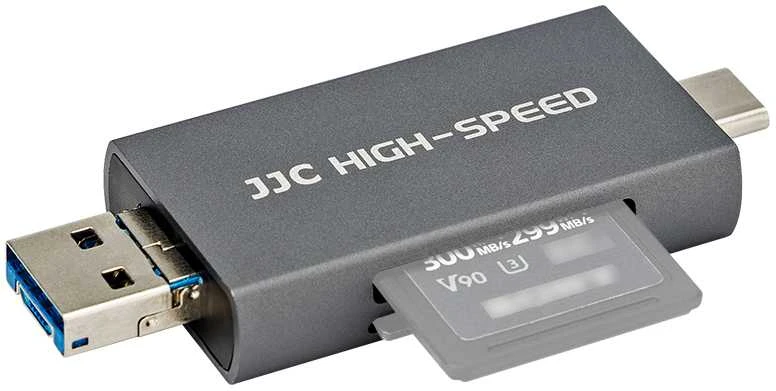 Atminties kortelių skaitytuvas - JJC CR UTC4AC Dual Slot USB 3.1 312MB/s Pilka