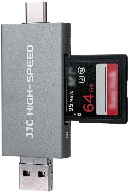 Atminties kortelių skaitytuvas - JJC CR UTC5AC 3-Port SD/NM Reader 90MB/s Pilkas