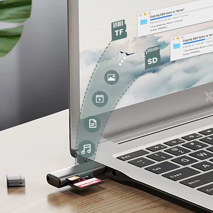 UGREEN CM264 TF/SD USB 3.0 atminties kortelių skaitytuvas juodas