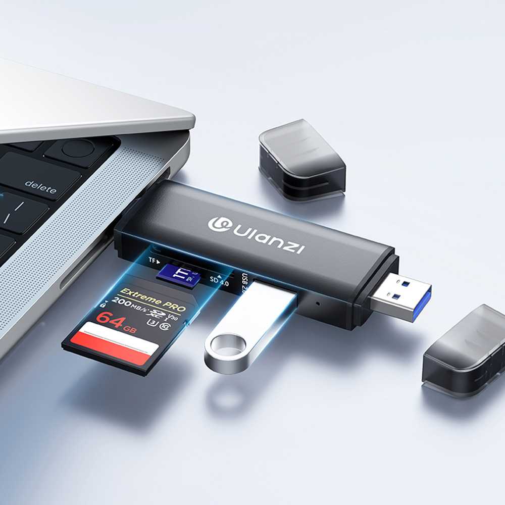 Atminties kortelė Atminties kortelių skaitytuvas - Ulanzi CR3 3 in 1 kortelių skaitytuvas 4.0 USB C/A 312 MB/s