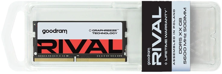 „Goodram SODIMM DDR5 32GB 5600MHz CL40 DR RIVAL“ atminties modulis 1 x 32 GB 5600 MT/s 262 kontaktų SO-DIMM