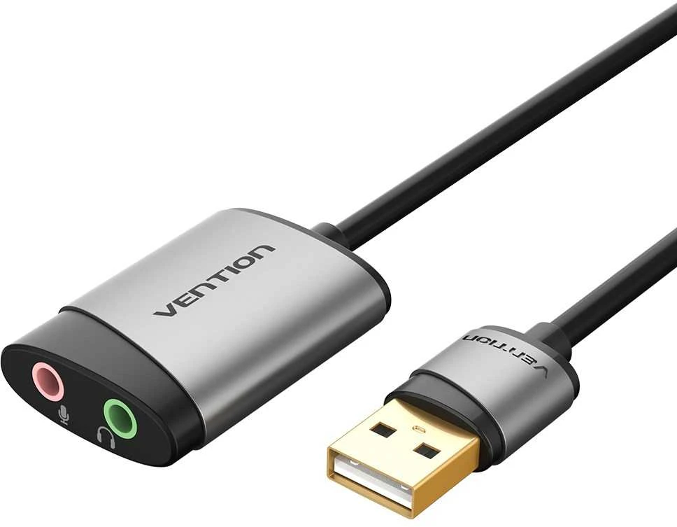 Vention Išorinė USB garso plokštė 0.15 m ventiliacijos CDKHB (pilka)