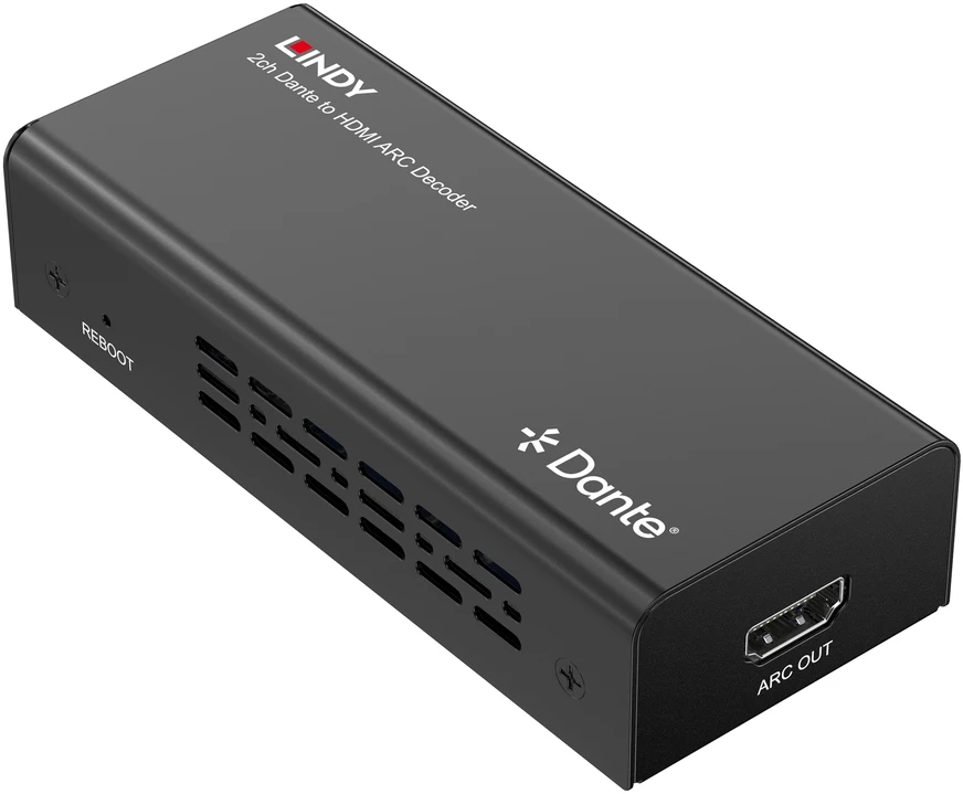 Audio Dekoderis - Lindy 2ch Dante į HDMI ARC Dekoderis, 96kHz, RJ45 Įvestis, HDMI Išvestis, Juoda
