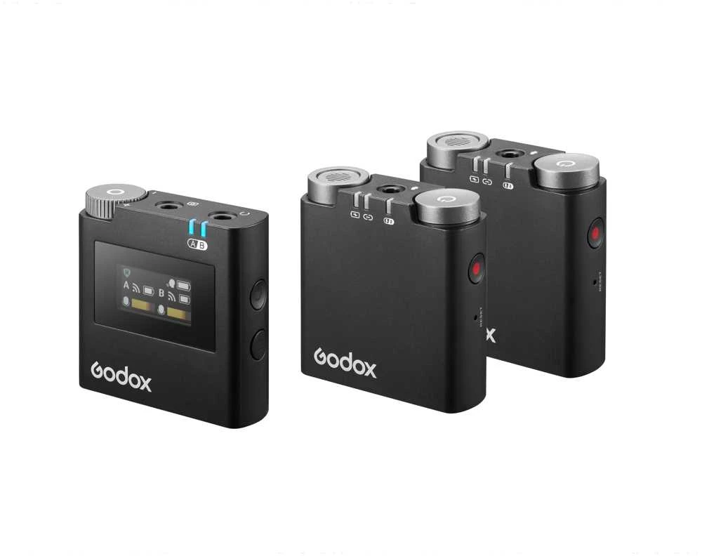 Audio įranga - Godox Virso M2 belaidžio mikrofono sistema, 2 siųstuvai, 650 pėdų nuotolis