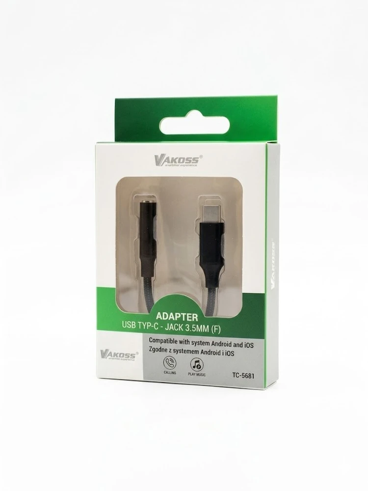 Vakoss TC-5681 Headphone Adapteris (USB-C to 3.5mm Mini-Jack) – Juodas