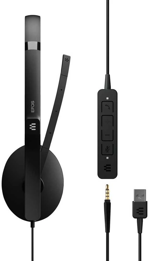 Inline Ausinės „EPOS SENNHEISER ADAPT 165 USB II“, dvipusės, su USB laidiniu adapteriu, 3,5 mm ir USB jungtimis.
