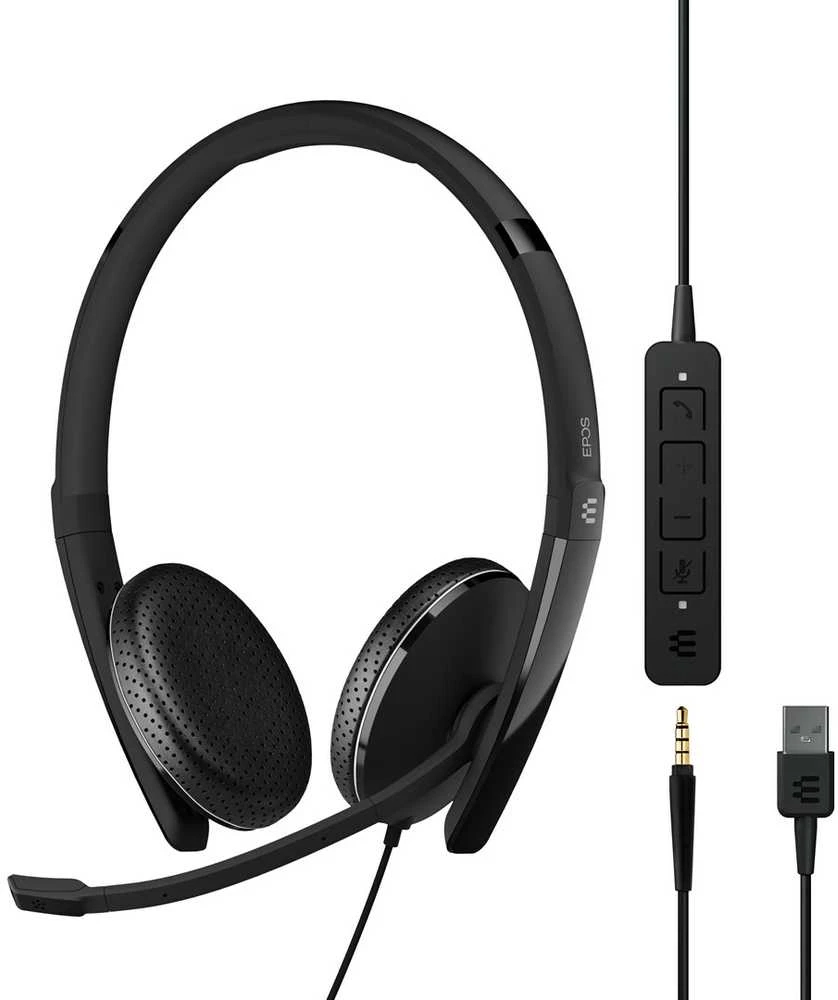 Inline Ausinės „EPOS SENNHEISER ADAPT 165 USB II“, dvipusės, su USB laidiniu adapteriu, 3,5 mm ir USB jungtimis.