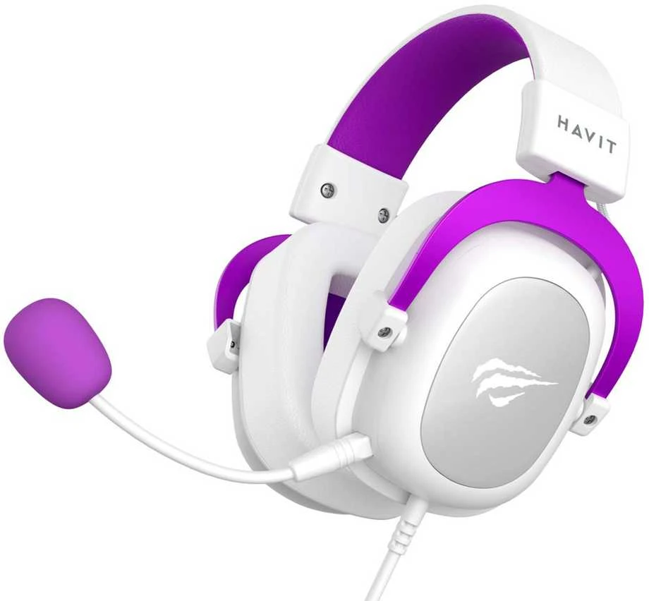 Havit H2002d - žaidimams ausinės, baltas ir violetinė