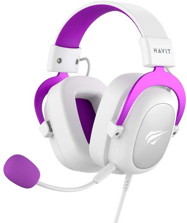 Havit H2002d - žaidimams ausinės, baltas ir violetinė