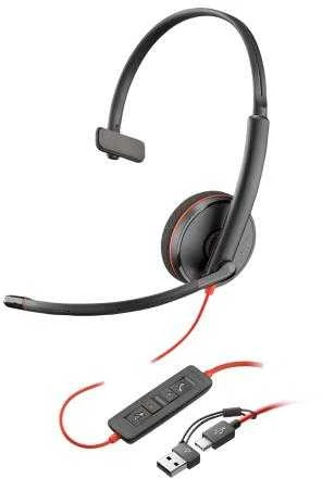 Hewlett Packard (HP) HP Poly Blackwire 3225 stereo USB-C Ausinės +3,5 mm kištukas + USB-C/A adapteris