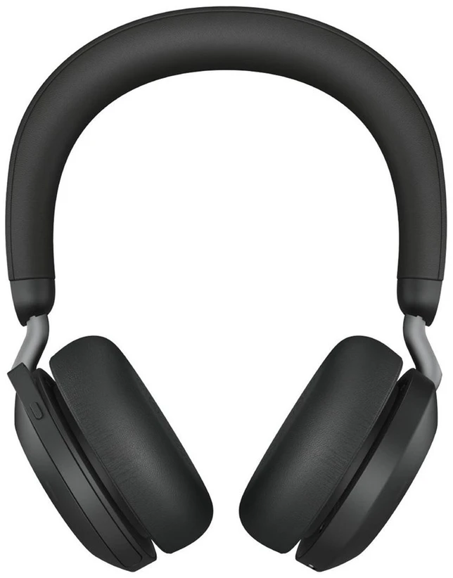 JABRA Evolve2 75 Ausinės on-ear Bluetooth belaidės aktyvus triukšmo slopinimas USB-C noise isolating juodas su charging stand MS Te