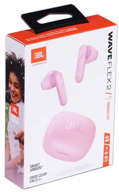 Ausinės JBL Wave Flex 2 Stereo TWS bezvadu į ausis įkišamos austiņas ar mikrofona un uzlādes korpusu rozā