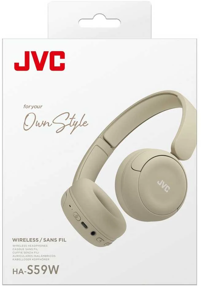 JVC, HA-S59W-CU, matinės smėlio sp. dinaminės ausinės, mikrofonas