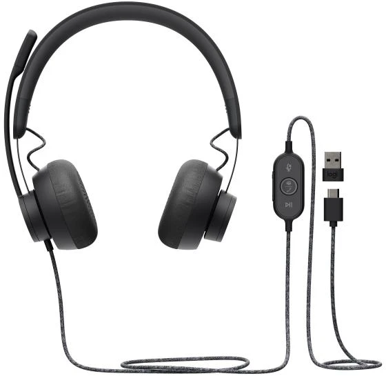 Ausinės - Logitech Zone Ausinės su laidu, Dviejų Triukšmo Slopinimo Mikrofonų, Teams Sertifikuotos